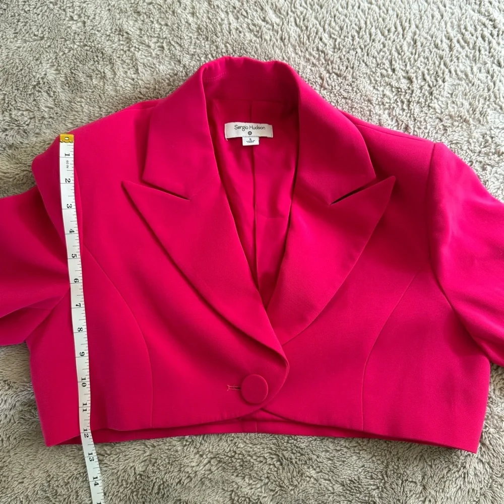 Sergio Hudson × Target Fuschia Pink Cropped Boxy Blazer Jacket Formal Party - Picture 9 of 10